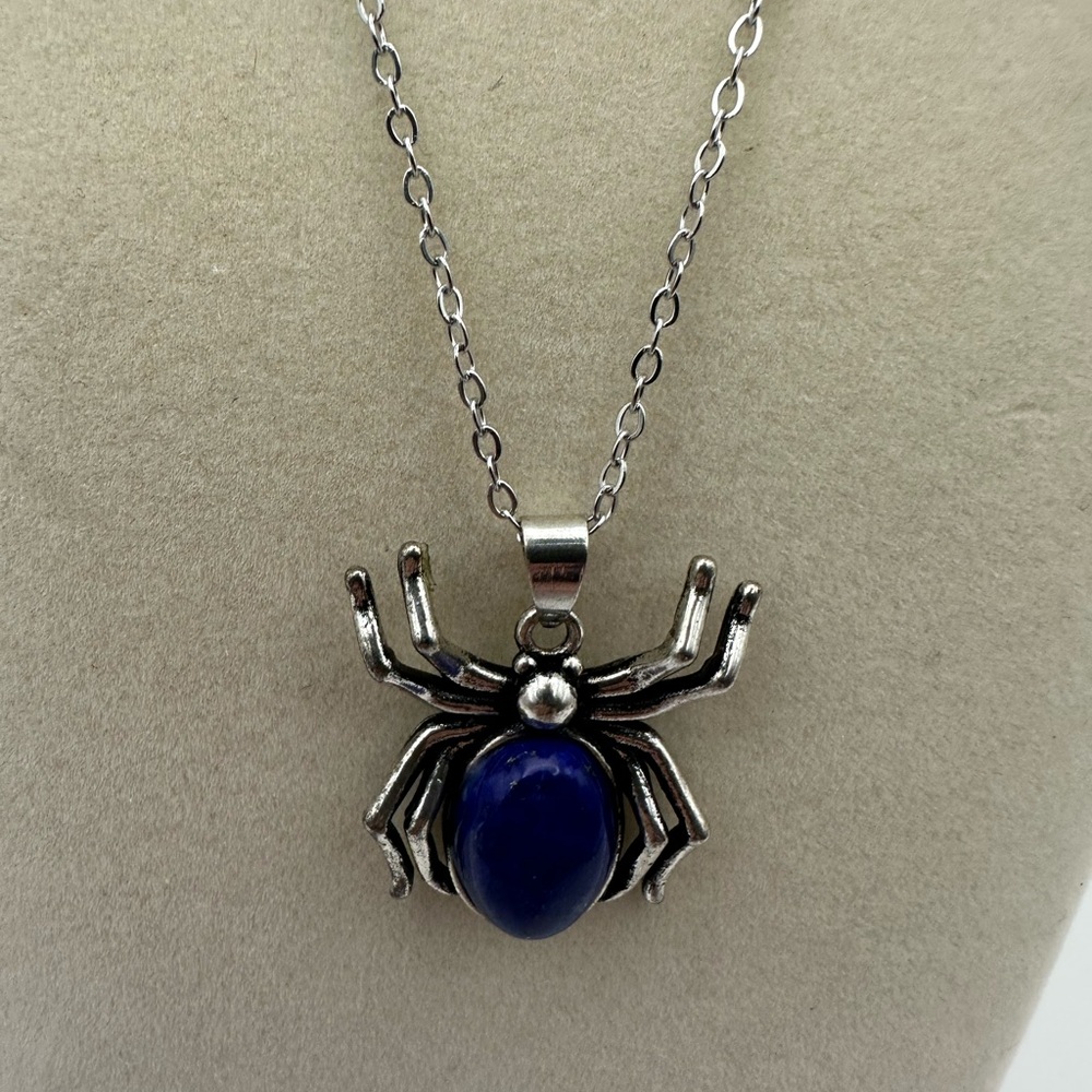 Lapis Lazuli/Copper Spider Pendant Necklace - Picture 1 of 9